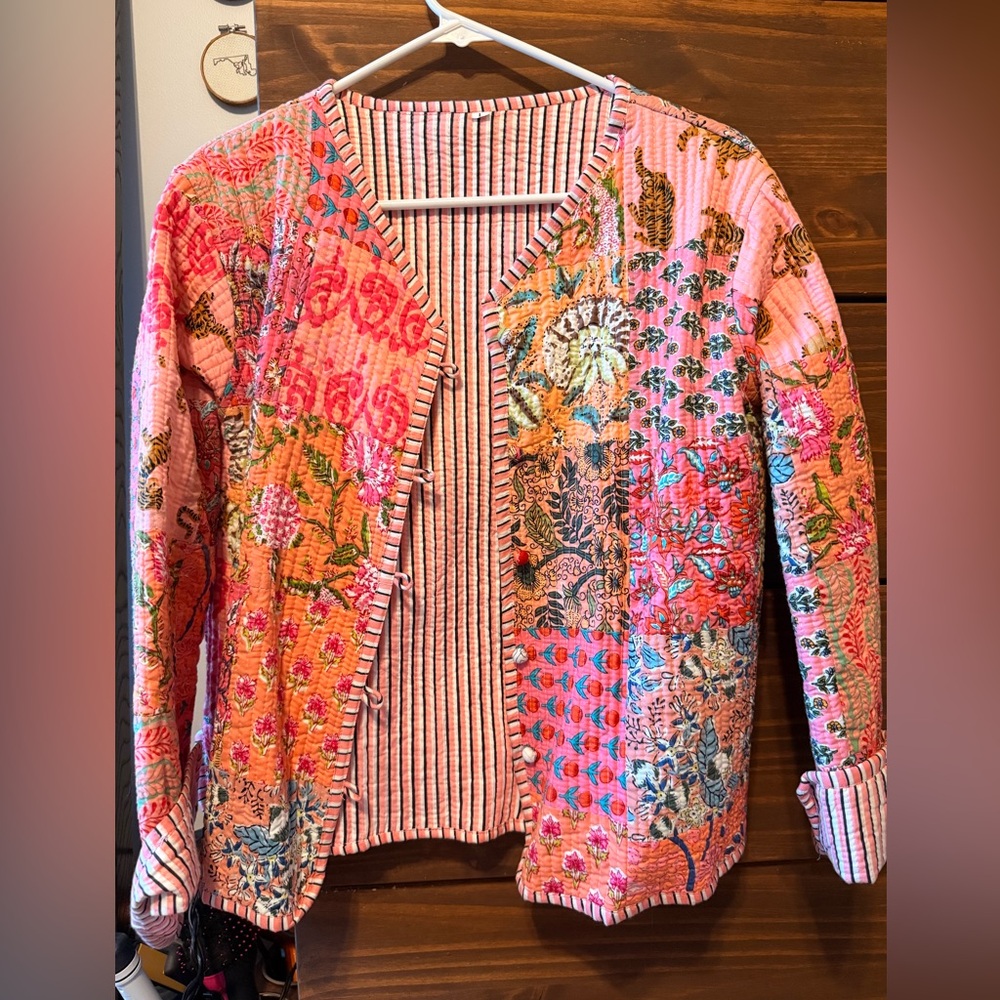 Floral Quilted Jacket - Pink Multicolor